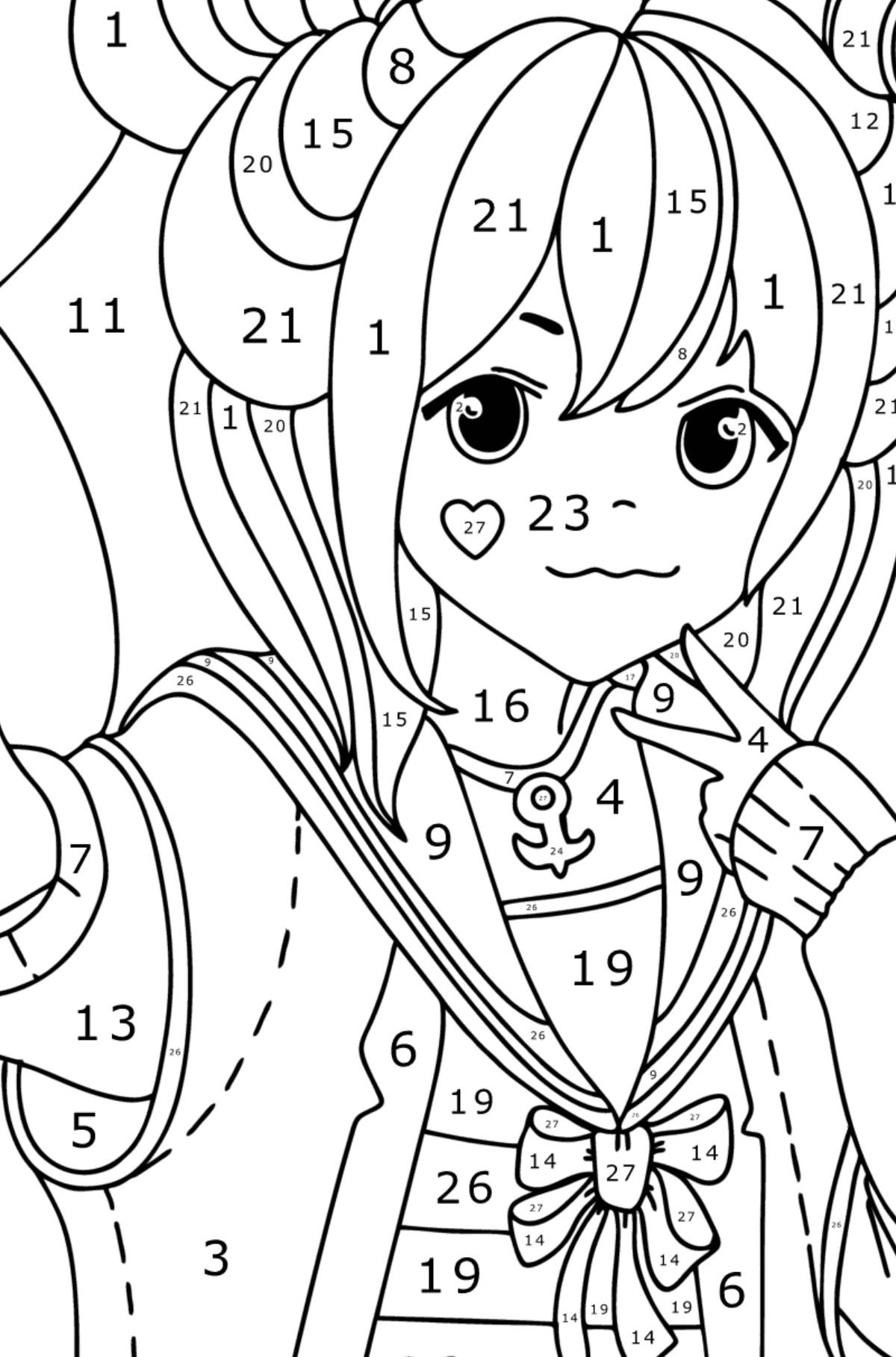 Desenho de menina da escola de anime para colorir - Grátis